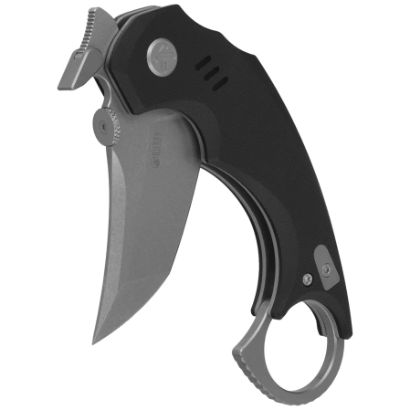 Kubey Jaw Tanto Knife Black G10, Beadblasted 14C28N by MUZI Design (KU439A)