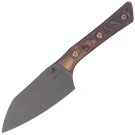 Microtech Santoku 4.2'' Signature Kitchen Knife Bronze Titanium Bolsters/Live Wire Carbon Fiber, Black DLC M390MK (3300B-1DLCLWCFS)