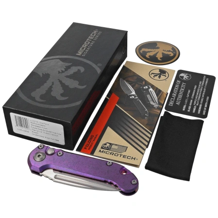 Nóż automatyczny Microtech LUDT Gen III S/E Marfione Select Purple Anodized Slab Side Titanium, Purple HW, Stonewashed M390MK by Tony Marfione (1135-10MS9)