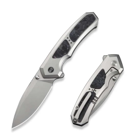 WeKnife Corwyn Gray Titanium/Black-Pink Carbon Fiber, Stonewashed M390 (WE24088-2)