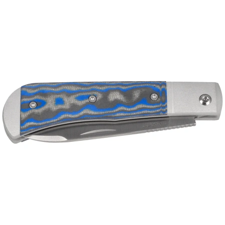 Nóż składany Kizer Trestle D Grey Aluminium / Blue Vortex Micarta, Satin Nitro-V by Azo (V3760A2)