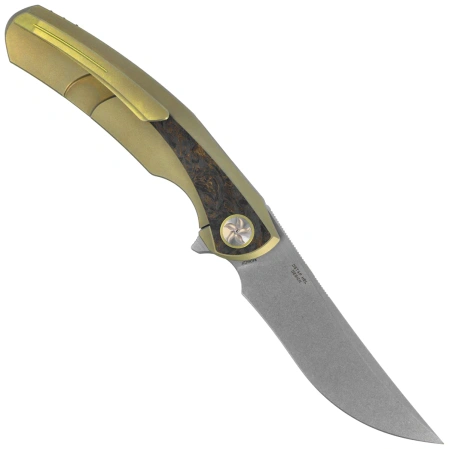 Bestech Sambac Knife Gold Titanium / Dark Matter Gold Fat Carbon, Stonewashed / Satin MagnaCut by Ostap Hel (BT2402A)