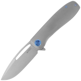 Kubey Supercell Knife Grey Titanium, Stonewashed 14C28N by K.C. Spiron (KU353A)