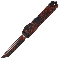 Microtech Ultratech Gen IV T/E Signature OTF Knife Topographic Black-Orange Camo Aluminum, Topographic Black-Orange Camo M390MK by Tony Marfione (11234-1TPBKORCS)