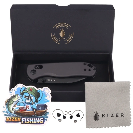 Nóż składany Kizer Drop Bear 2 Black Aluminium, Matte DLC Basic Nitro-V by Azo (V3619.2KD2)