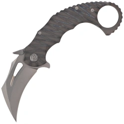 Nóż składany KB Kubey Wrath Karambit Flamed Titanium, Bead Basted M390 by MUZI Design (KB271B)
