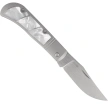 Kizer Trestle Knife Silver Titanium / Mother of Pearl, Hand Brushed S45VN by Azo (Ki3761A3)