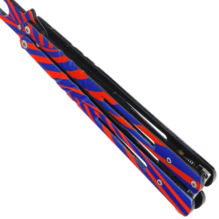 Nóż składany motylek Third Decor Habitat Balisong K3103 Practice Fan Knife Non-Cutting White/Purple 420, White/Purple 420 (TH-K3103)