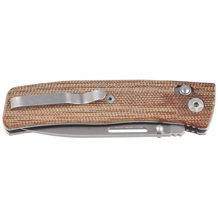 LionSteel NiNi Knife Natural Canvas Micarta, Satin M390 by Gianni Pauletta (NN1 CVN)
