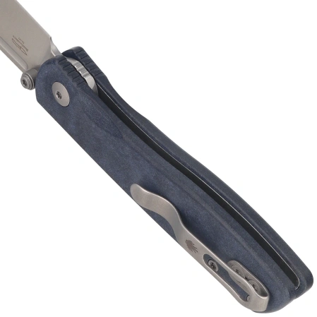 Kizer Renissance Knife Blue Richlite, Satin N690 by Caleb Waldman (V3698A3)