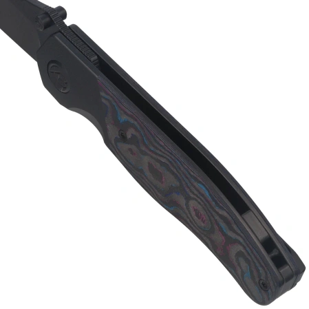 KB Kubey Velvet Snake Knife Black DLC Titanium / Damtanium Camo Carbon, Black DLC M390 by Bastard Knives (KB266D)