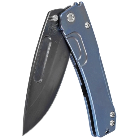 Medford Slim Midi Marauder Drop Point, Blue Titanium, Std HW/Clip, Black S45VN by Greg Medford (MK201SPD-37A2-TSCS-Q4)