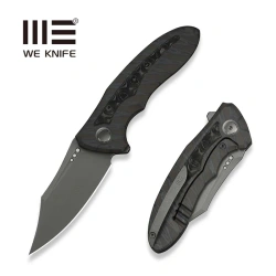 WeKnife Varg Tiger Stripe Pattern Flamed Titanium Titanium / Rose Carbon Fiber, Gray Stonewashed MagnaCut (WE25074-3)