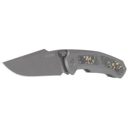 Nóż składany Kizer Feweed Gray Titanium / Toxic Storm Fat Carbon, Gray Stonewashed S90V by Vu Huynh Nam Anh (Ki3694A2)