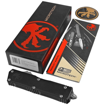 Nóż automatyczny OTF Microtech Scarab II Gen III Executive T/E Black Aluminium, Apocalyptic F/S M390MK by Tony Marfione (1177-12AP)
