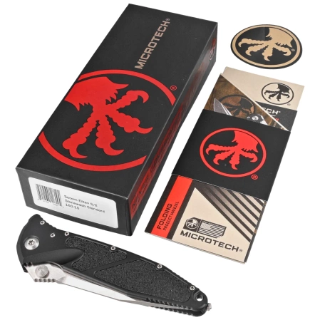 Nóż składany Microtech Socom Elite S/E-M Black Aluminum, Stonewashed M390 by Tony Marfione (160-10)