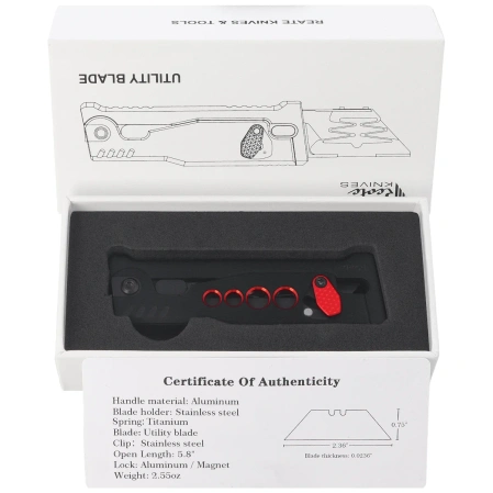Nóż grawitacyjny Reate EXO-U Black-Red Speedhole Aluminium, Stainless Steel (EXO-U SBK.RD)