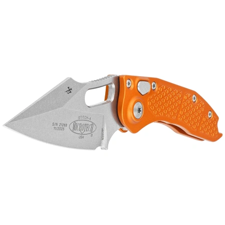 Nóż automatyczny Microtech Stitch-A S/E Orange Tangerine Aluminium, Stonewashed M390MK by Borka Blades and Tony Marfione (169-10OT)