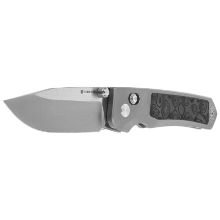 Nóż składany Remette Aurora Gray Titanium/Carbon Fiber, Manual Fine Grinding Satin Surface/Pearlescent Surface M390 (AURA-D)