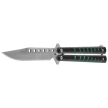 Third Decor Habitat Balisong Knife Black/Green Stainless Steel, Satin 420 (16071V)