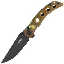 Kubey Hound Knife Yellow Ultem, Black PVD 14C28N by Maksim Tkachuk (KU172H)