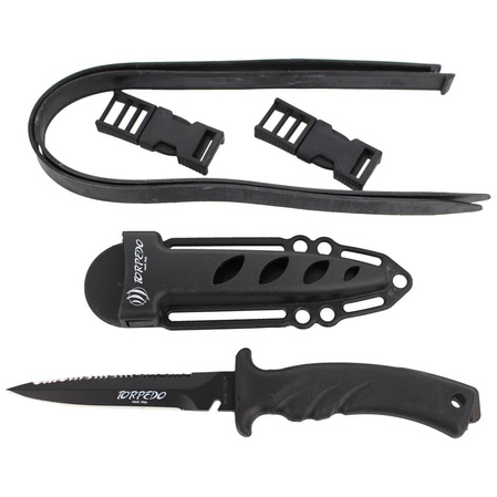 Nóż nurkowy MAC Torpedo 11 BE Black PP-TPE, Black Idroglider W 1.4060