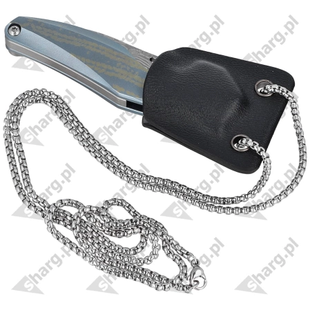 Bestech The Reticulan Neck Knife Blue / Colorful Titanium, Damascus by Elijah Isham (BT1810L)