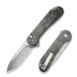 Civivi Button Lock Elementum II Knife Shredded Carbon Fiber/Golden Shred, Damascus (C18062P-10)