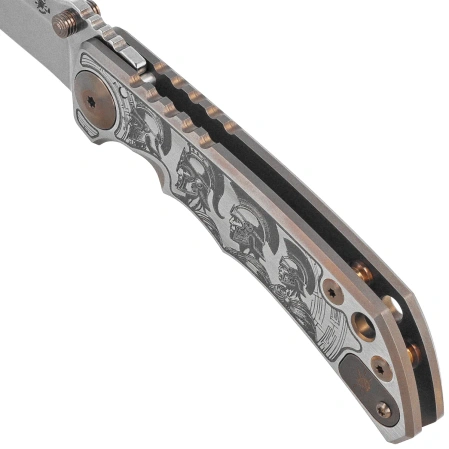 Nóż składany Spartan Blades Harsey Folder ''Marching Spartans'' Titanium, Stonewashed MagnaCut