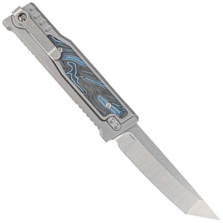 Reate EXO-M Gravity T/E Knife Bead Blasted Titanium/Damascus Blue-Black G10, Satin Elmax