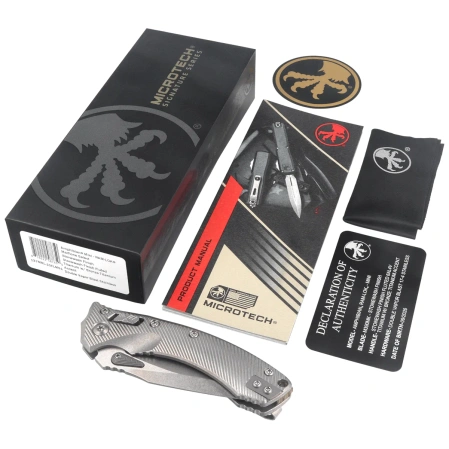 Nóż składany Microtech Amphibian Mini Ram-Lok S/E Gray Fluted Titanium, Bronze Bksp, Stonewashed M390MK by Tony Marfione (137MRL-10FLMS1)