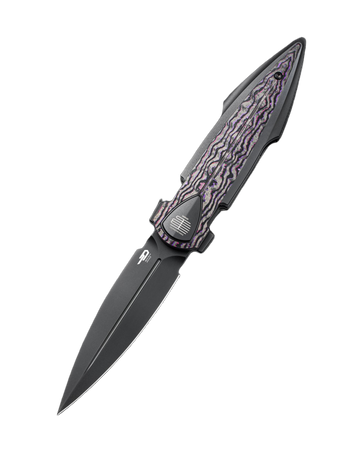 Bestech Ika Dagger Knife Black Titanium/Purple Haze Fatcarbon, Black PVD M390 by Tashi Bharucha (BT2602F)