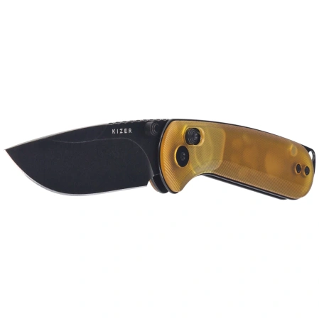 Kizer Buddy II Knife Yellow PEI, Black PVD / Stonewashed AEB-L by Maksim Epifantsev (V3790A1)