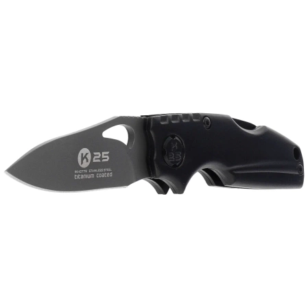 K25 Folding Knife – Black Aluminum, Titanium-Coated 7Cr17MoV (18775)