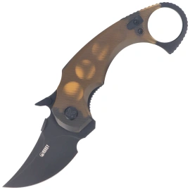 Kubey Jaw Pikal Knife Yellow Ultem, Blackwashed 14C28N by MUZI Design (KU440E)