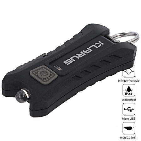 Latarka Klarus 40lm, Li-ion Battery / 120mAh USB Keychain Light (Mi2 Mi2 OBSIDIAN BLACK)