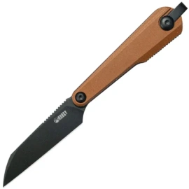 Kubey YAG WH Knife Brown Micarta, Blackwashed 14C28N by Ostap Hel (KU450C)