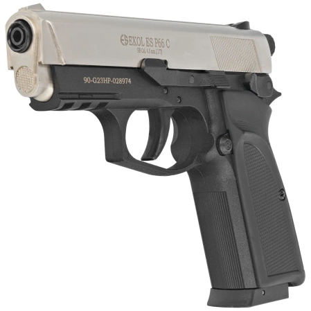 Zestaw wiatrówkowy 19: pistolet Voltran Ekol ES P66C Satin 4.5 mm, 1400 BBs, 10 kapsuł CO₂, 100 tarcz