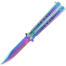 Martinez Albainox Balisong Steel Butterfly Knife, Rainbow Finish (02193)