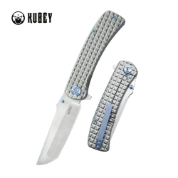 Nóż składany Kubey Interflow Gray Frag Titanium, Satin M390 by James Lowe (KB294A)