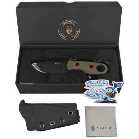 Nóż Kizer Beaver Olive Green G10, Black D2 (1078A1)