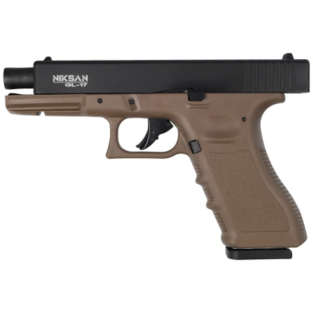 AIrgun set 64: Niksan Defence NKS GL17 Black Blow‑Back 4.5 mm Air Pistol, 1400 BBs, 10 CO2 cartridges, 100 targets