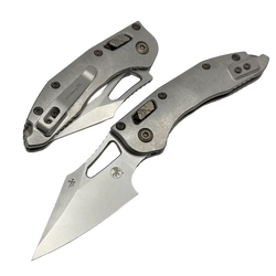 Microtech Marfione Select Stitch Mini Ram-Lok S/E Knife Slab Side Titanium, Flamed/Bronzed HW, Double Vapor Blast M390MK by Borka Blades and Tony Marfione (169MRL-10MS4)