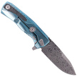 LionSteel ROK Knife Blue Titanium, Chad Nichols Scrambled Damascus (ROK DD BL)