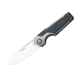 Kizer Serpentine Knife Silver Titanium / Blue Richlite, Satin M390 by Jonathan Styles (Ki3759FDA3)
