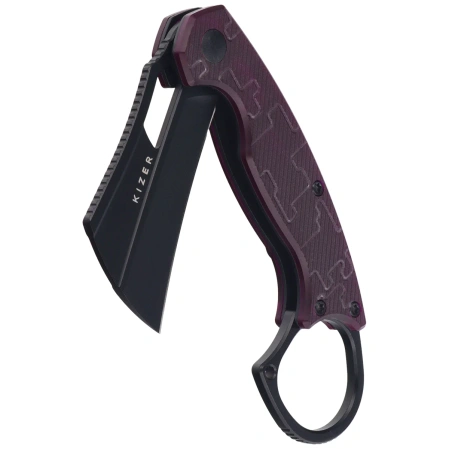 Kizer Dodo Karambit Knife Purple PC, Black PVD Nitro-V by Giedymin (V2702A2)