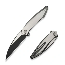 WeKnife Fluxor Knife Satin/Black Titanium, Black Stonewashed/Satin M390 (WE23071-4)