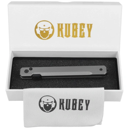 Kubey Knife Prism Silver Grey Titanium, Black PVD 14C28N by Yuze Zhong (KB243B)