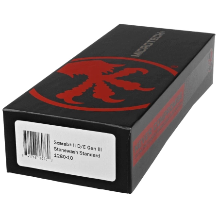 Nóż automatyczny OTF Microtech Scarab II Gen III D/E Black Aluminium, Stonewashed M390MK by Tony Marfione (1280-10)