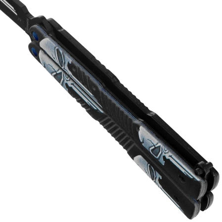 Nóż składany motylek Martinez Albainox Balisong Skulls Black Aluminium, Black 3Cr13Mov (02201)